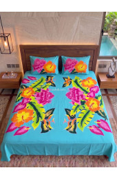 Hand Painted Rayon Bedsheet Set King Size
